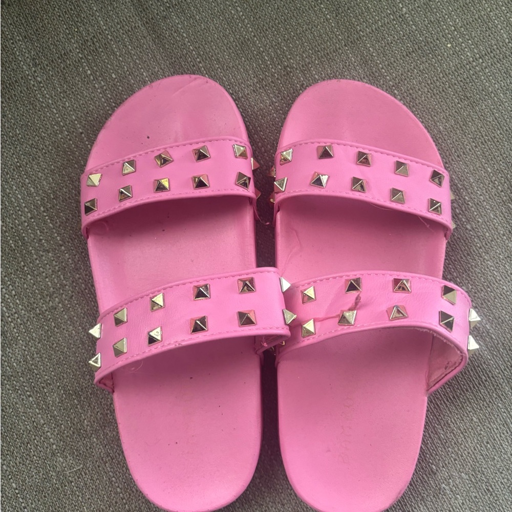 Pink Studded Slide Sandals